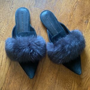 Sigerson Morrison Suede Fur Mules